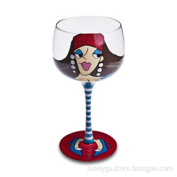 Custom Hand-painted Wine Glass with 380mL Capacity and 80mm Bottom Diameter